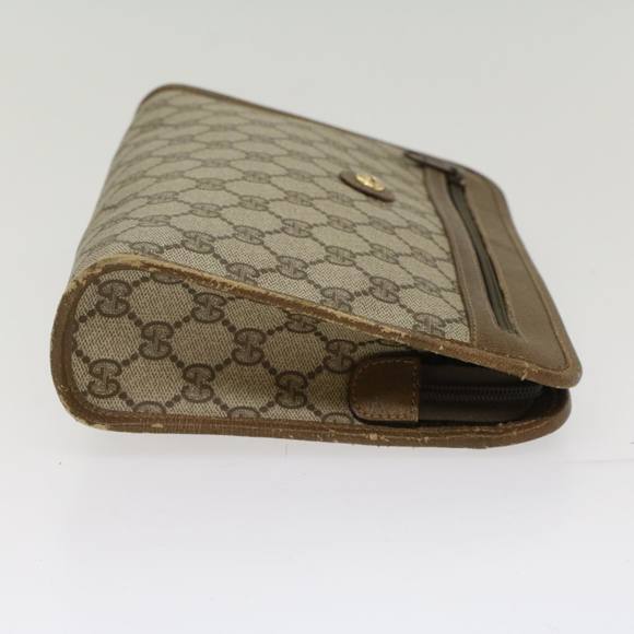 GUCCI GG Canvas Clutch Bag PVC Leather Beige Auth yk7935B - Picture 4 of 16
